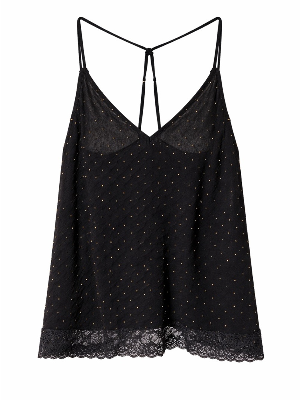 Indah Los Angeles Black Sheer Studded Lace Cami – Boho Sexy Top - Picture 2 of 5